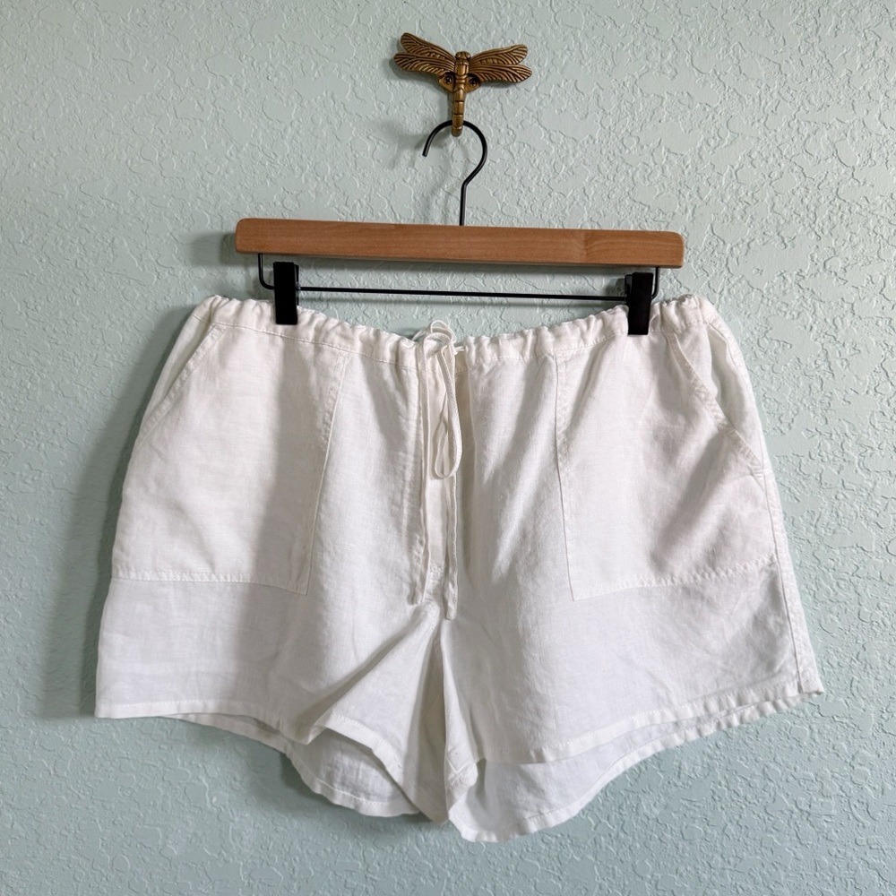 London Jean•Off White Linen Shorts•Drawstring Waist•Size:XL - Picture 7 of 7
